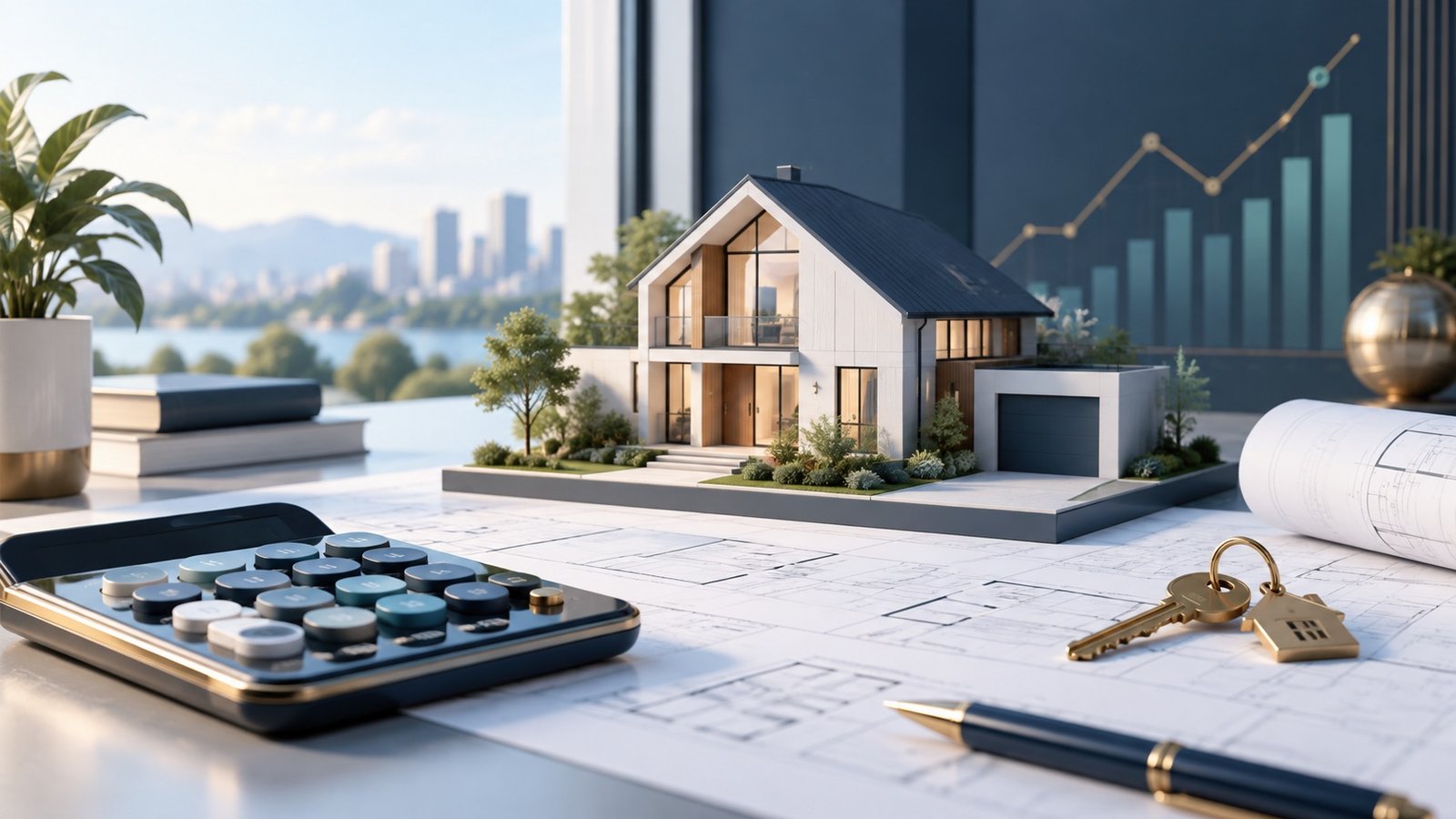 Mortgage calculator with taxes, insurance, PMI and home finance planning illustration